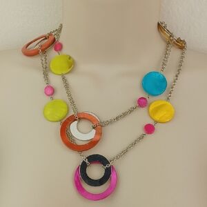 Brighten Your Day With This Vibrant Spring Tones Lucite Like Disc Chain Neckless